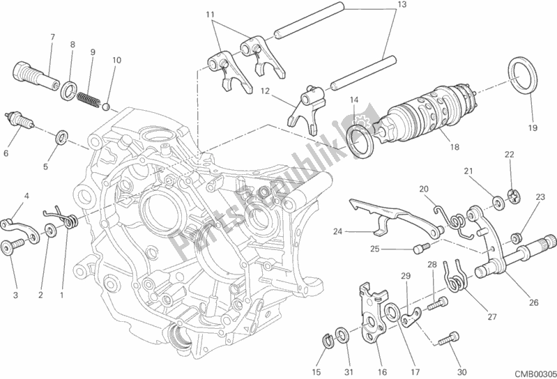 Todas as partes de Mecanismo De Mudança De Marcha do Ducati Hypermotard 796 USA 2010